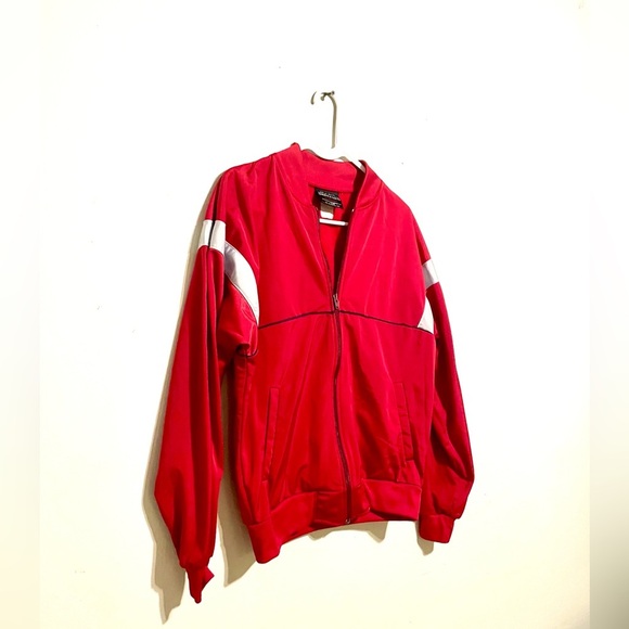 Oshmans Track Jacket Mens Small Grey Red Tennis Warmup 90s Y2K Retro streetwear - Picture 2 of 7